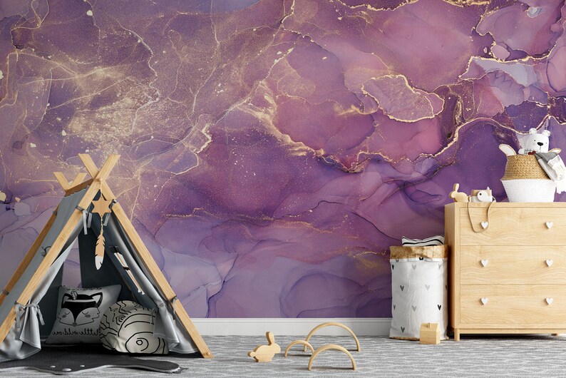 Pink Purple Marble Wallpaper Marble Texture Mural Colorful Etsy