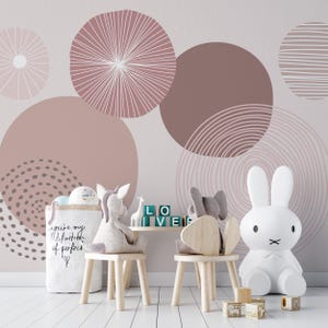 Modern Abstract Circle Pastel Wallpaper Mural-C571