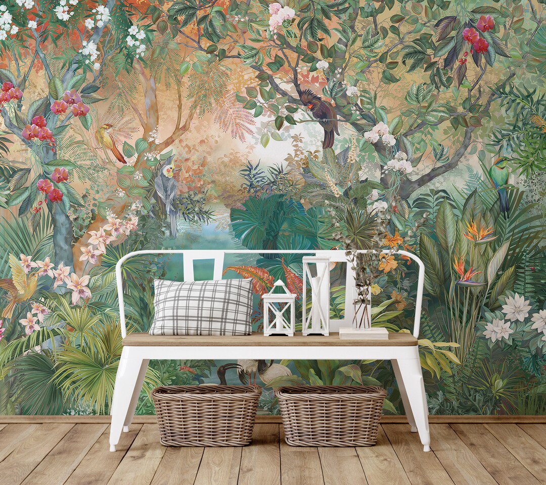 Tropical Jungle Wallpaper Mural Lush Rainforest Scene for Adventurous