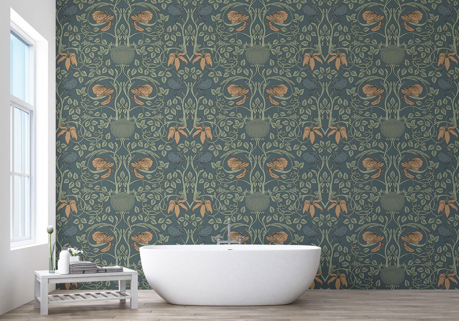 Vintage Floral Wallpaper Peel and Stick Retro art Design Etsy