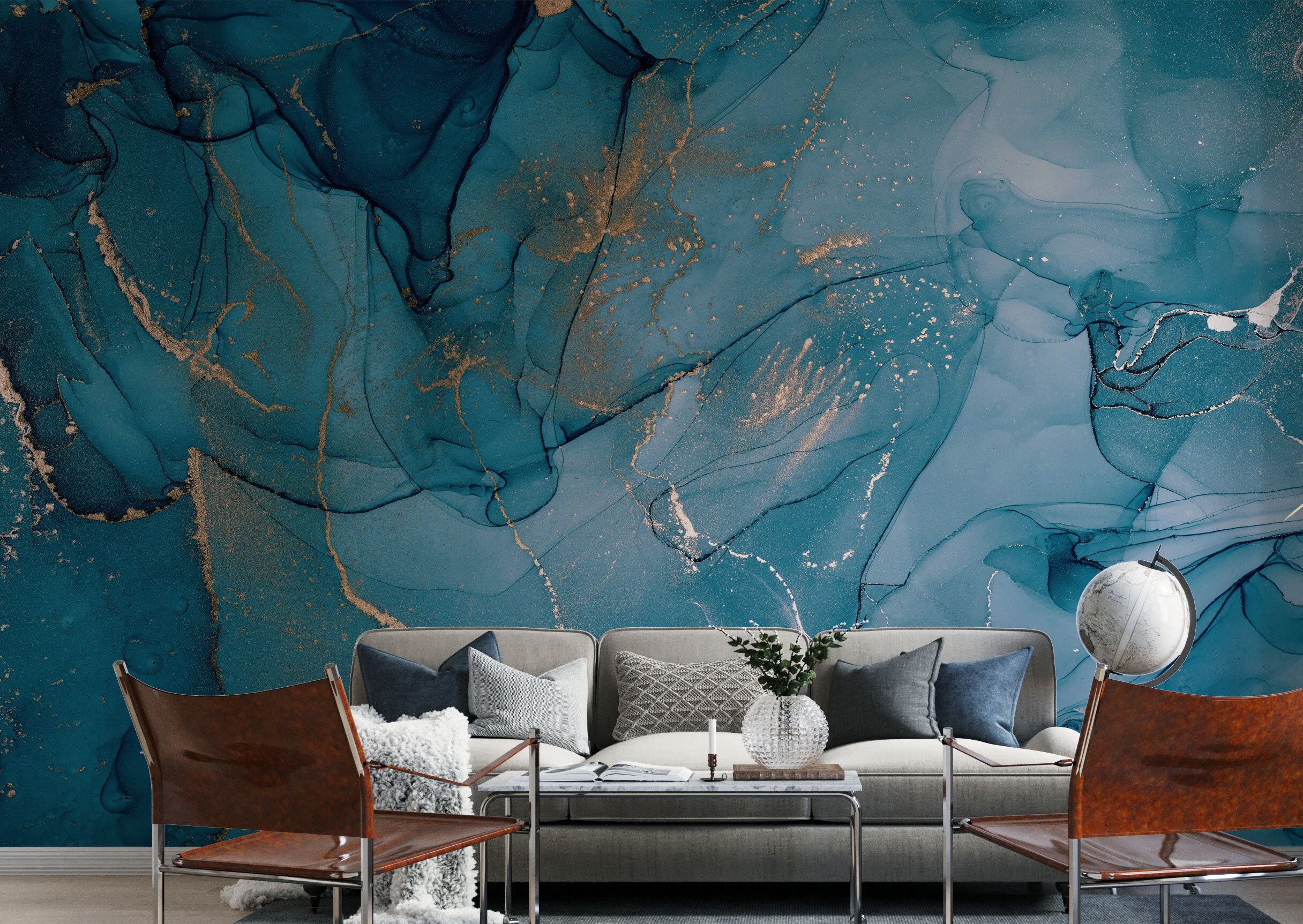Blue Marble Peel and Stick Wallpaper Removable Perfect photo