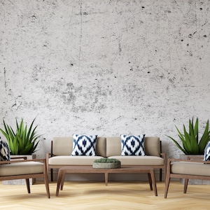 Concrete Wallpaper, White and Grey Pattern Peel and Stick Removable Murals