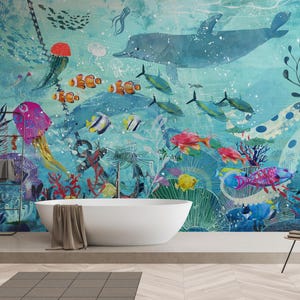 Marine Life Underwater Wallpaper Blue Ocean Coral Reef Wall Mural