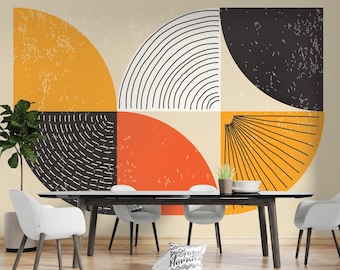 Geometrische selbstklebende Fototapete: Moderne, mehrfarbige Wandkunst