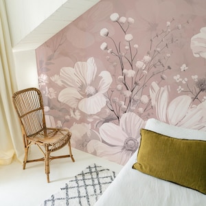Vintage Blush Floral Wallpaper for Walls—D109