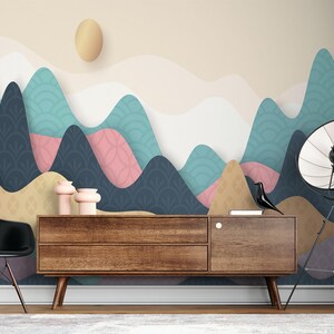 Pastel Mountain Nature Wallpaper Mural image 4