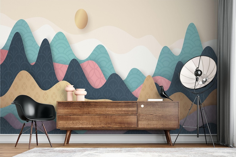 Pastel Mountain Nature Wallpaper Mural image 4