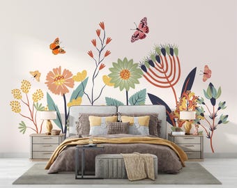 Colorful Butterfly Garden Floral Kids Wall Mural