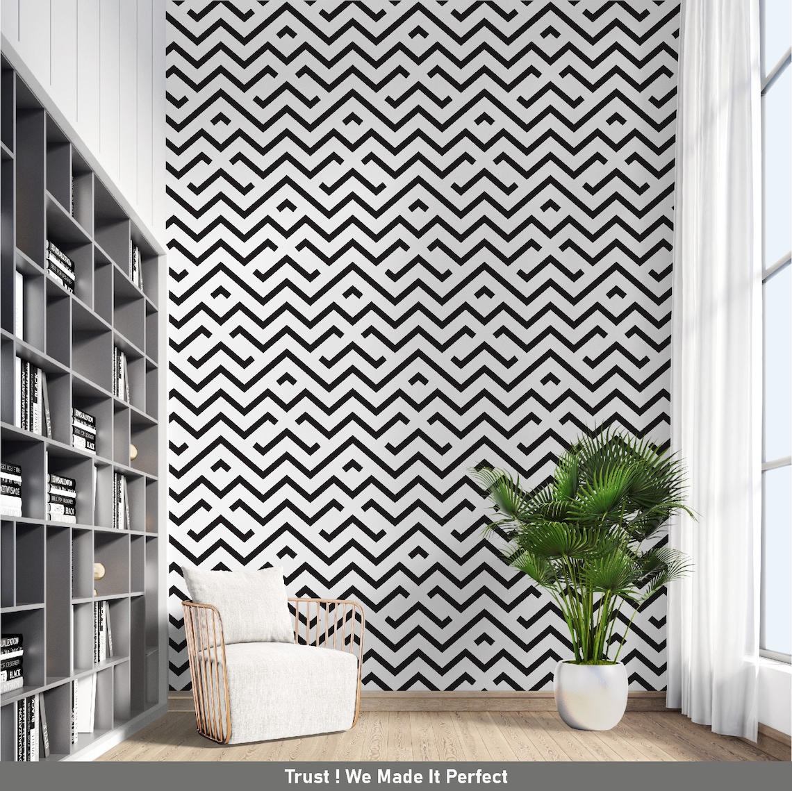 Temporary Black Strip wallpaper Lined Wallpaper Peel and Etsy