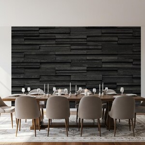 Papel tapiz de ladrillo negro: patrón de piedra pizarra, extraíble o tradicional imagen 7