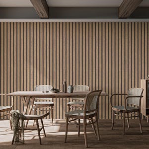 Carta da parati moderna con strisce verticali in legno-B916