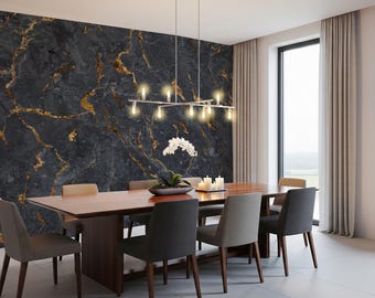 Black Marble Peel and stick Wallpaper