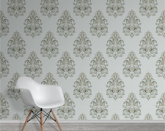 Royal Damask Pattern Wallpaper: Peel and Stick, Removable Mural