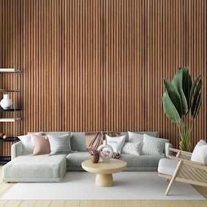 Modern Vertical Wood Slat Wallpaper Panel