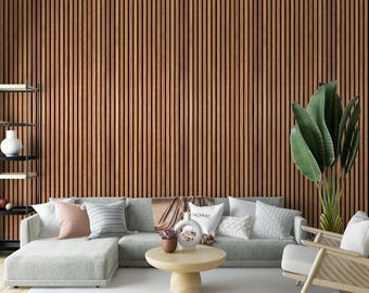 Modern Vertical Wood Slat Wallpaper Panel