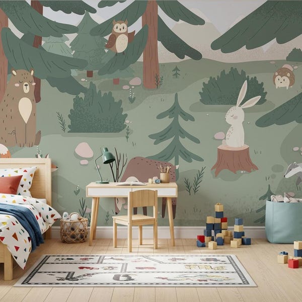 Woodland Animal Wallpaper for Kids' Bedroom and Nursery Wallpaper