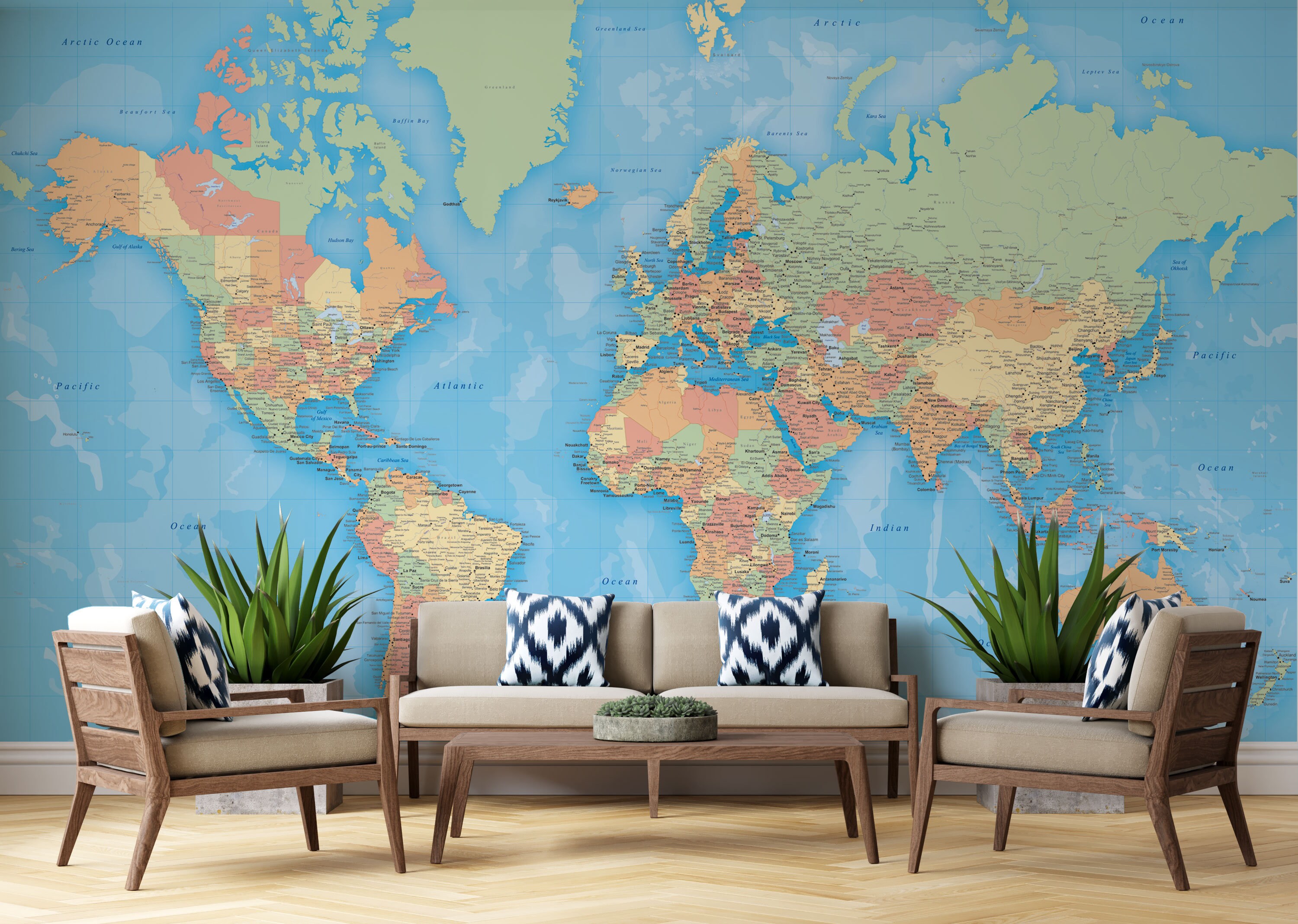 Detailed World Map Wallpaper Political Detailed World Map - Etsy Detailed World Map Wallpaper Political Detailed World Map - Etsy
