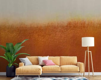 Rustic Orange Modern Wallpaper Mural - Peel and Stick Wallpaper-C415