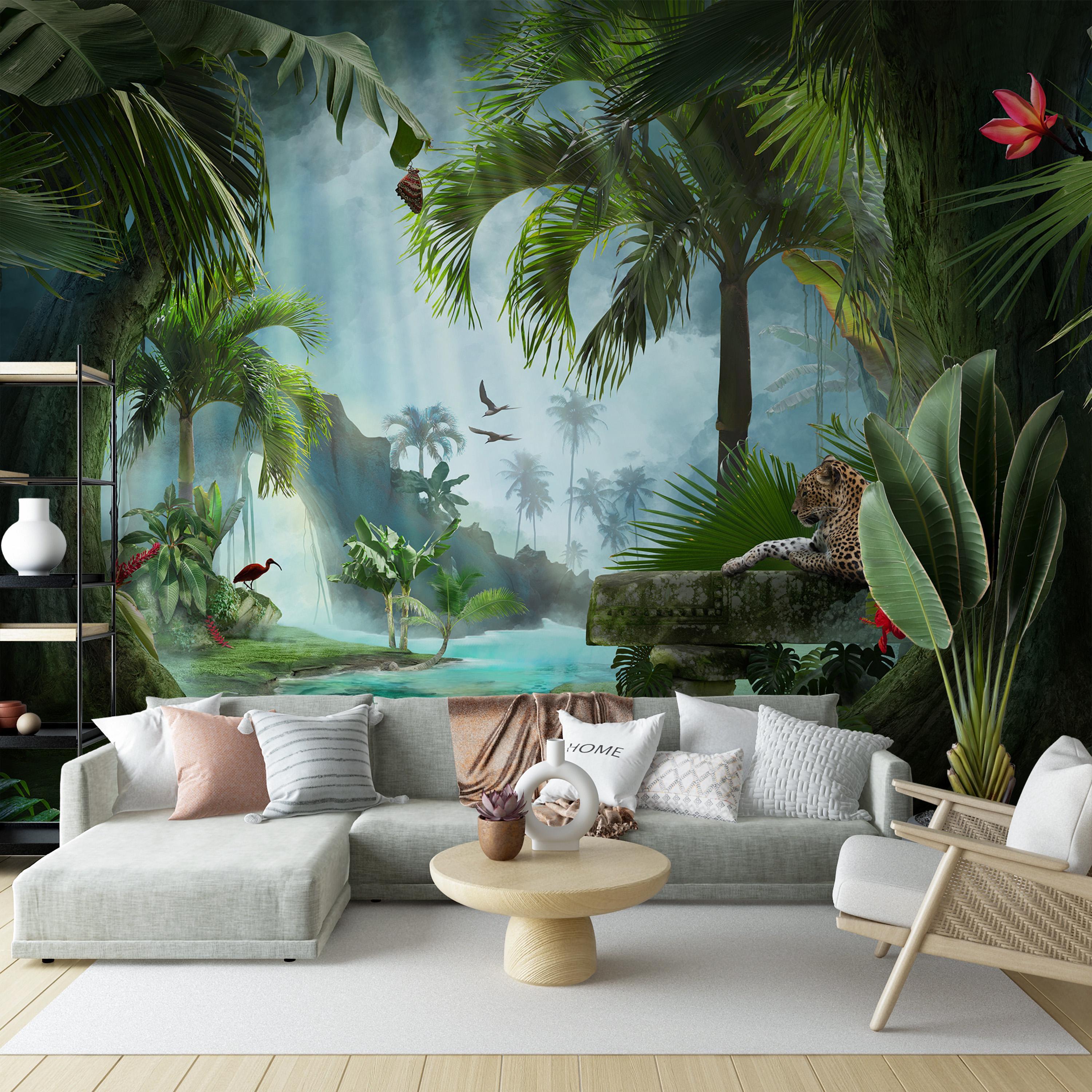Exotic Jungle Animals Wallpaper Mural: Tropical Peel and Stick Decor - Etsy