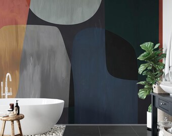 Watercolor Geometric Wallpaper Mural: Abstract Peel and Stick Design