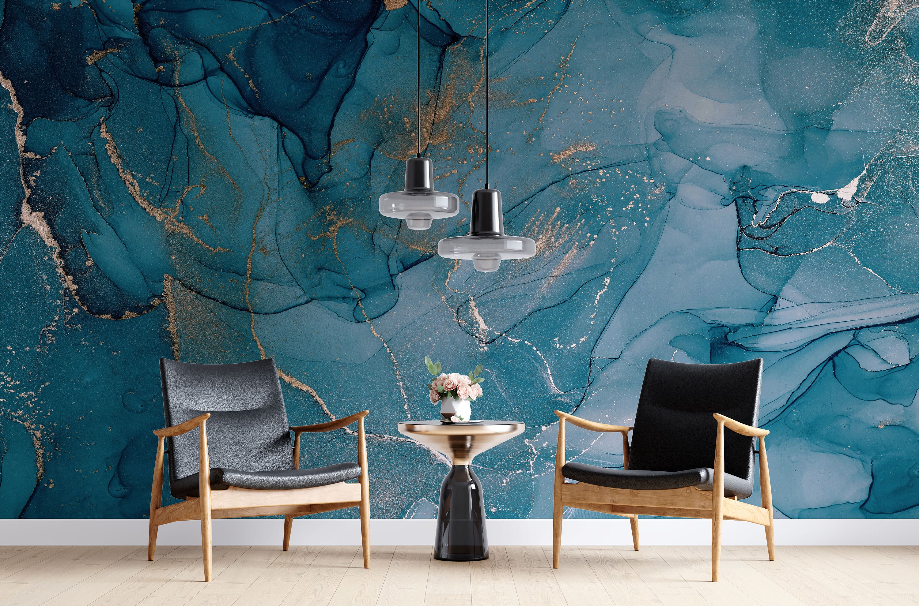 Turquoise Green Mural Wallpaper Removable wallpaper by Giffy Walls Peel