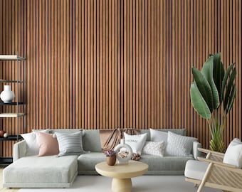 Modern Vertical Wood Slat Wallpaper Panel