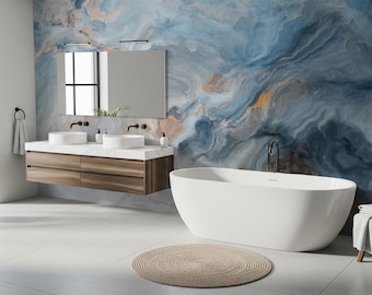 Blue Natural Marble  Peel and stick, Removable Wallpaper Murals