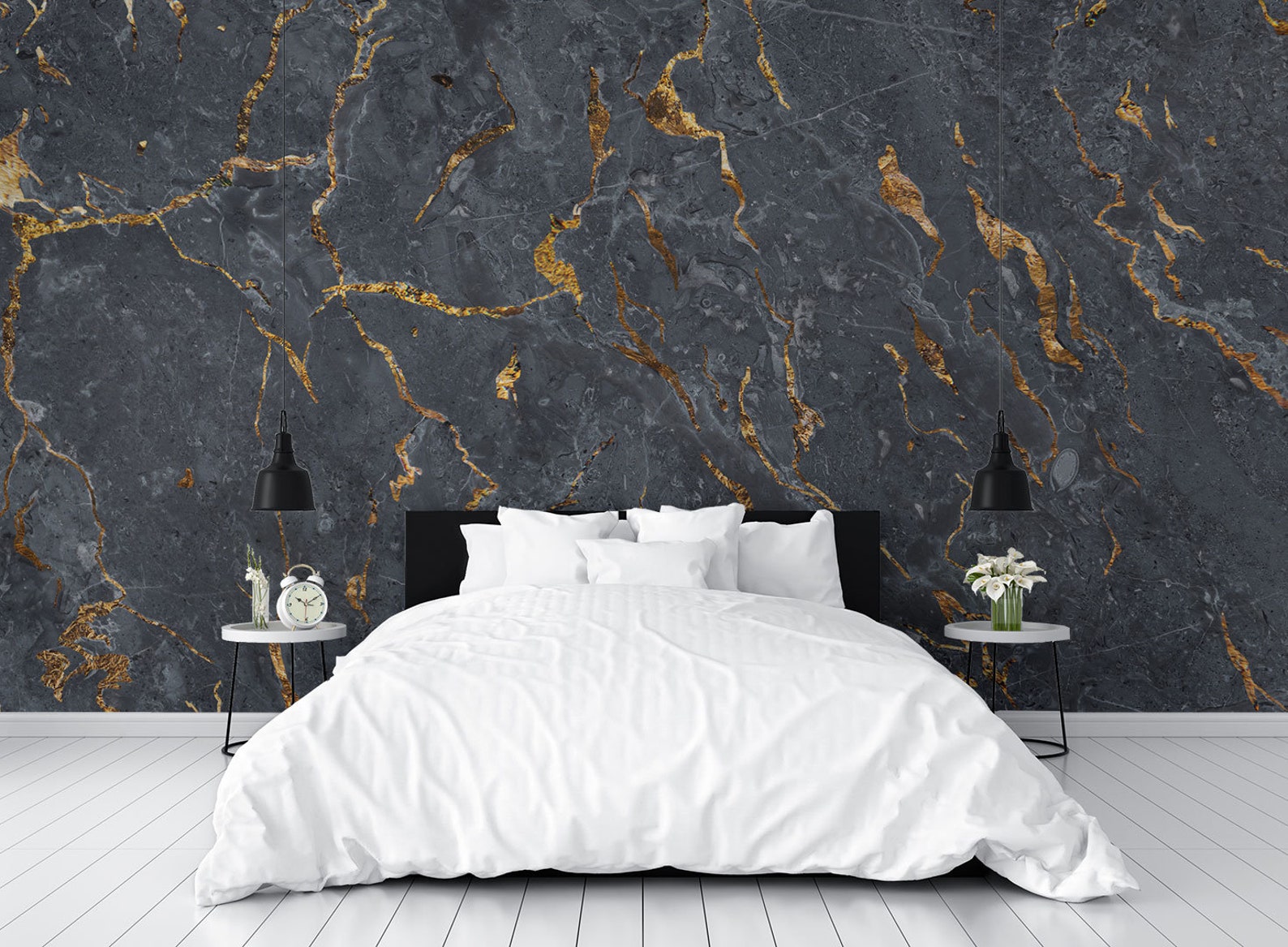 Black Marble Peel and stick Wallpaper Etsy
