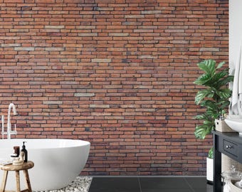 Papel pintado con textura de ladrillo rojo antiguo, despegable y adhesivo, murales de papel pintado removibles
