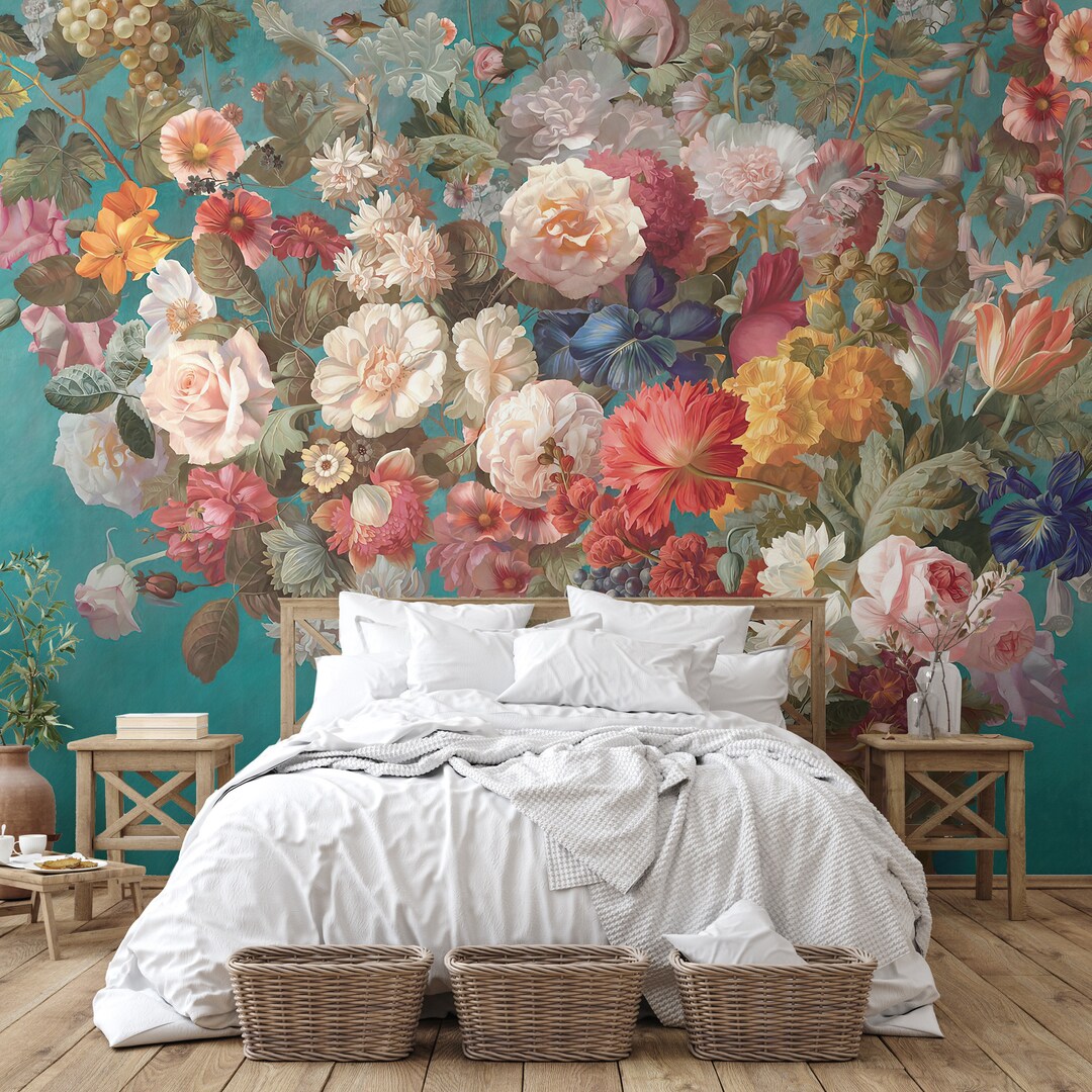 Watercolour Floral Wallpaper Mural - Delicate Hand-painted Flower ...