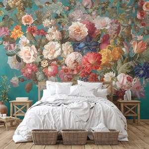 Watercolour Floral Wallpaper Mural - Delicate Hand-Painted Flower Design for Home Décor B478