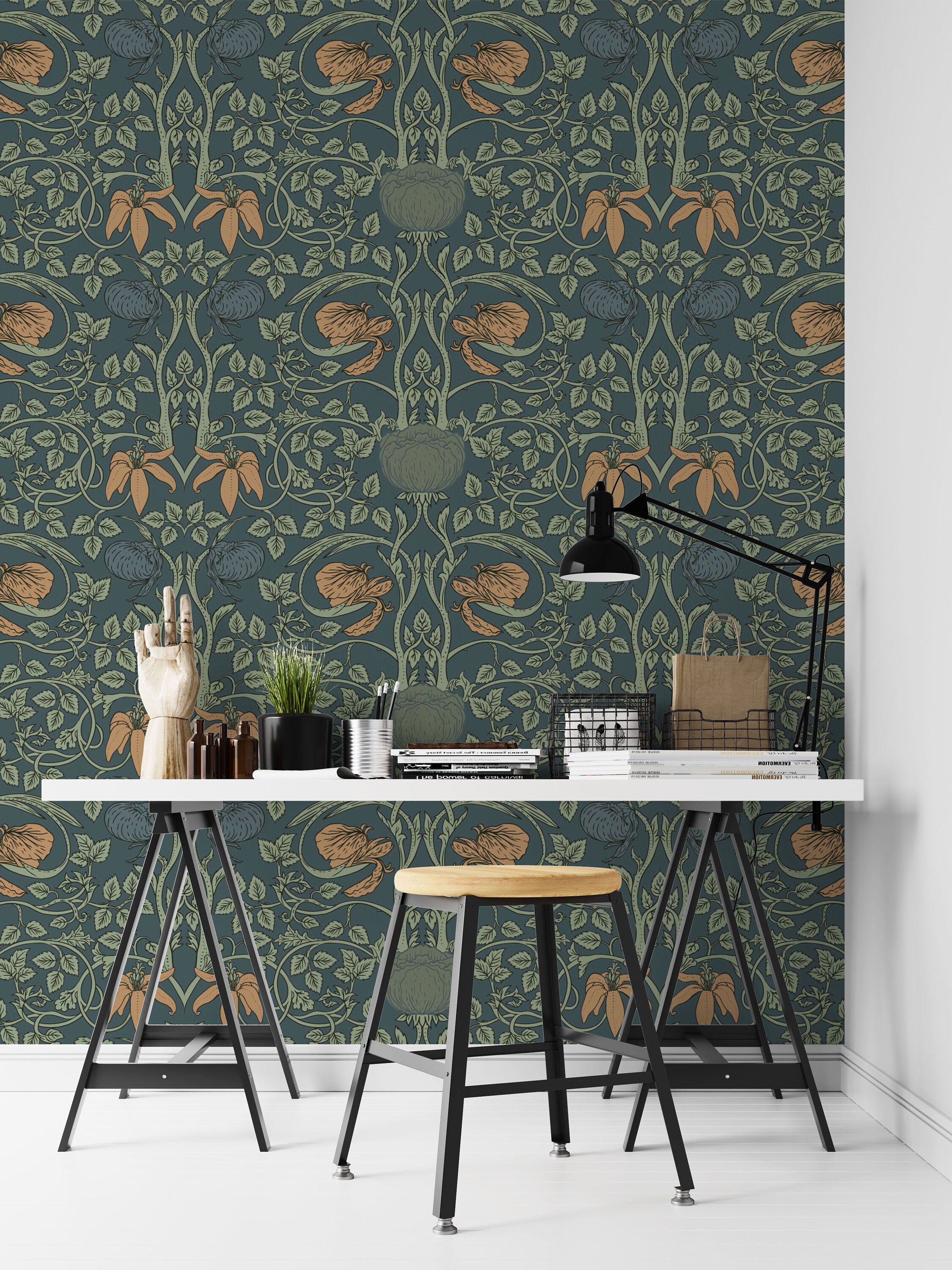 Vintage Floral Wallpaper Peel and Stick Retro art Design Etsy