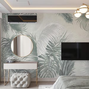 Peel and Stick Tropical Wallpaper: Palm & Monstera Leaf Mural