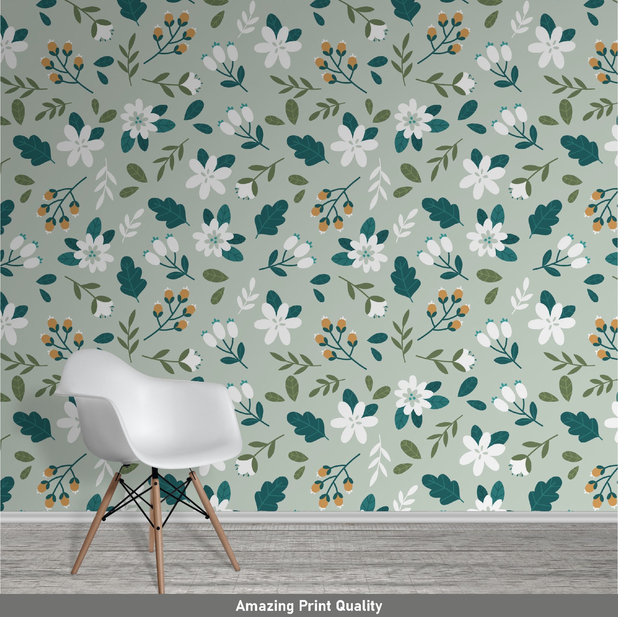 Ditsy Floral Wallpaper Floral Mural Peel and stick wallpaper Etsy