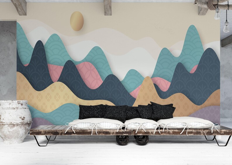 Pastel Mountain Nature Wallpaper Mural image 3