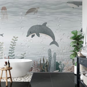 Under the Sea Dolphin Nursery Wallpaper
