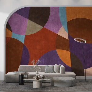 Geometric Wall Mural: Colorful Abstract Peel and Stick Wallpaper