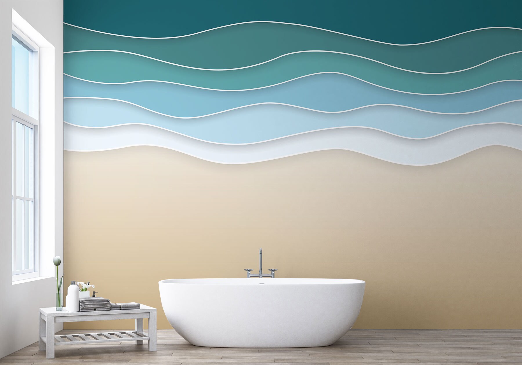 Peel and Stick Wallpaper Ocean Wave & Sand Wallpaper | Etsy