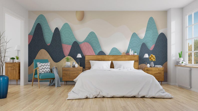Pastel Mountain Nature Wallpaper Mural image 2