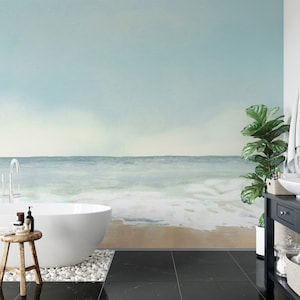 Ocean Wallpaper Mural | Beach Coastal Peel and Stick Wall Art -C401