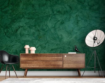 Green Concrete Wallpaper | Peel and Stick | Removable Mural Wallpaper