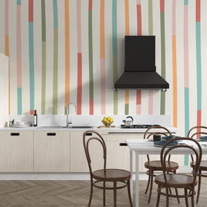 Playful Pastel Stripe Wallpaper for Nursery—D157