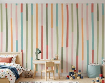 Playful Pastel Stripe Wallpaper for Nursery