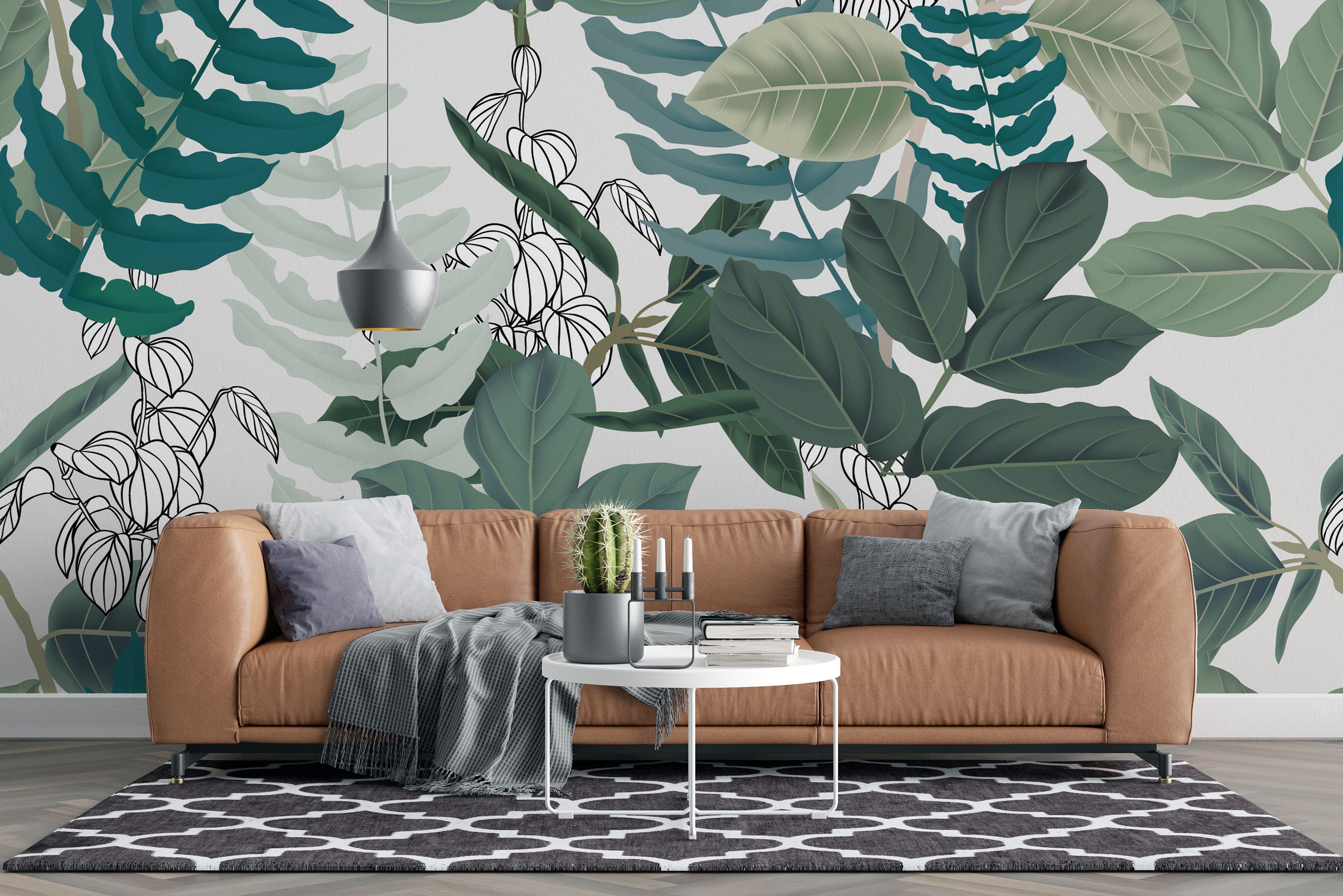 Green Leaves Peel and Stick Removable and Reusable Wallpaper - Etsy