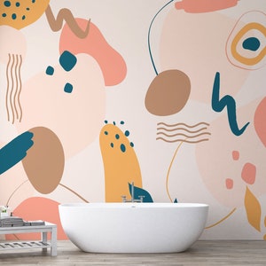 Abstract Painted, Art Wallpaper, Colored Pattern Peel and stick, Removable  Wallpaper Murals