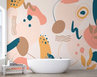 Abstract Painted, Art Wallpaper, Colored Pattern Peel and stick, Removable  Wallpaper Murals