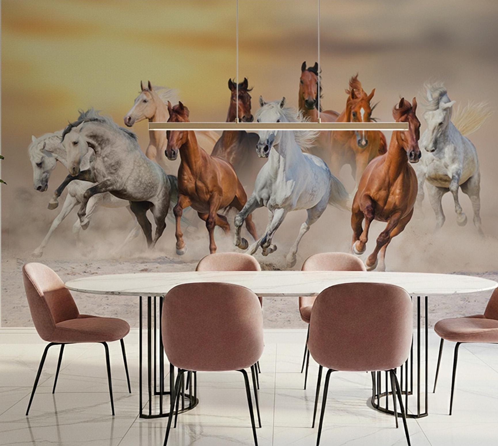 White Horse Wall Mural, Wild Horse Self Adhesive Peel & Stick - View #2