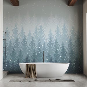 Snowy Winter Forest Wallpaper Mural: Peel and Stick or Traditional