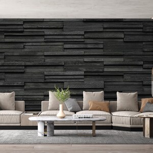 Papel tapiz de ladrillo negro: patrón de piedra pizarra, extraíble o tradicional imagen 6