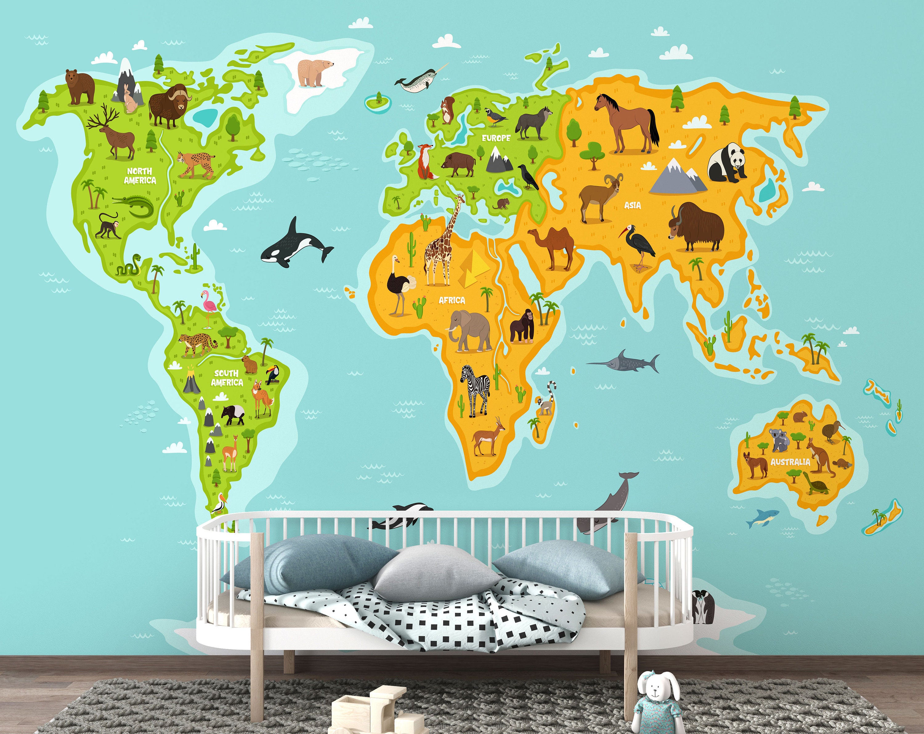 Kids World Map Wallpaper Kids Animal World Map Wallpaper - Etsy Kids World Map Wallpaper Kids Animal World Map Wallpaper - Etsy